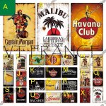 Plaque metal vintage rhum havana bacardi, modele: au choix, taille: 20x30cm