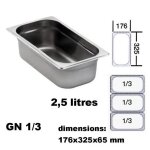 Plat bain marie gn 1 - 3 - lacor - profondeur 6, 5 cm - gris