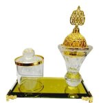 Plateau avec bonbonni�re - mibikhra - verre cristal - multicolore - design contemporain