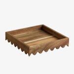 Plateau d�coratif en bois d'acacia gaupen brun acacia 20 x 20 cm