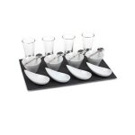 Service apritif ardoise  17 pices  32cm gris & blanc