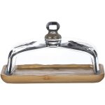 Plateau rectangulaire en bois avec couvercle en verre