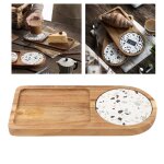 Plateau de service rectangulaire en bois, avec sous - verres en cramique, plats de fruits en bois, planche ...