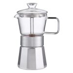 Pole a expresso, moka a expresso en verre de cristal, cafetire italienne classique