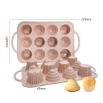 Pochoir a gteaux en silicone, 12 tasses, avec poigne, rutilisables, pour la cuisson des tartes, muffins, ...