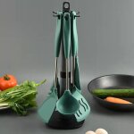 Poigne tubulaire en acier inoxydable ustensiles de cuisine en silicone ensemble de 6 pices spatule ...