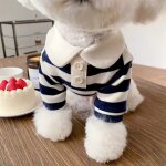 Polos en coton a rayures mignonnes pour chiens, vtements pour animaux de compagnie d'automne, chemises ...