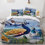 Polyester - coton house de couette cm x cm paon linge de lit doux confortable housse couette ado avec ...