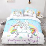 Polyester - coton house de couette x cm licorne arc - en - ciel parures de lit moelleux housse de couette ...
