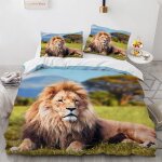 Polyester - coton housse de couette cm x cm lion animal parure de lit impression d housse de couette ...