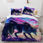 Polyester - coton housse couette x cm loup animal parure lit doux confortable housse de couette x fille ...