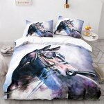 Polyester coton parure de lit anti - allergique housse de couette personnes peinture de cheval housse ...