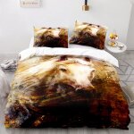 Polyester - coton parure de lit doux confortable housse de couette personnes peinture de cheval housses ...