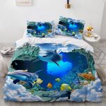 Polyester - coton parure de lit doux confortable housse de couette x fille dauphin housse de couette ...