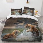 Polyester - coton parure de lit doux confortable housse de couette x fille tigre animal housse de couette ...
