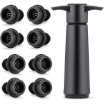 Pompe a vide vin noire avec 8 bouchons silicone