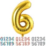 Ponmoo foil ballons chiffre 6 or, grands dor� ballon num�ro , d�coration pour mariages party et anniversaires ...
