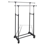 Port - manteau rglable 4 roulettes 2 rails d'accrochage