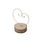 Porte - alliances c�ur metal or socle rondin 12cm