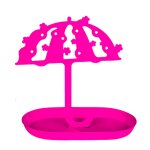 Porte bijoux avec coupelle parapluie - 4 paires de boucles d'oreilles - rose