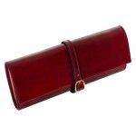 Porte - bijoux en cuir pour les voyages rouge fabrique en italie