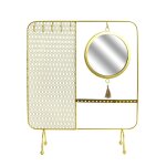 Porte bijoux miroir en métal - doré Porte bijoux miroir en métal - doré