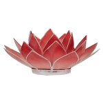Porte bougie fleur de lotus rouge nuanc� et argent 1er chakra