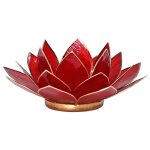 Porte bougie fleur de lotus rouge et or 1er chakra