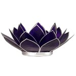 Porte bougie fleur de lotus violet et argent 7 �me chakra