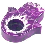 Porte bougie en st�atite - main de fatma - violet