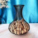 Porte - bouteille de vin vintage en lige, conteneur de stockage, panier en fer, bouchon de bouteille ...