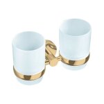 Porte brosses � dents double colorado en verre et laiton dor� - -