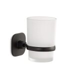 Porte - brosses a dents mural verre / acier inoxydable noir mat timo