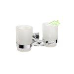 Porte brosse � dents et porte - verre mural en chrome beta 19x9, 5x12, 5cm - -