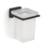 Porte - brosse a dents en verre noir mat atene