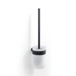 Porte - brosse wc mural avec recipient en verre et laiton noir palazzo