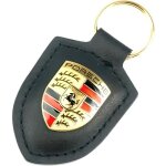 Porte cl�s porsche noir cuir genuine oem - keychain clef cle
