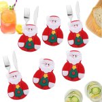 Porte - couverts de no�l, 6pcs couteaux fourchettes cuill�re mignon costume de p�re no�l sac de vaisselle, ...