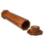 Porte encens bois octogonal motifs