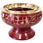 Porte encens � charbon rouge en laiton
