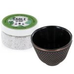 Porte - encens coupelle en fonte noire et sable blanc