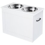 Porte - gamelles sur�lev� 2 gamelles avec coffre blanc