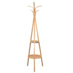 Porte manteaux en bambou 6 pat�res et �tag�res de rangement Ø39cm h170 cm 05 0000789
