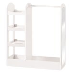 Porte manteau b�b� avec penderie - etag�res et miroir - bois blanc laqu� - roba
