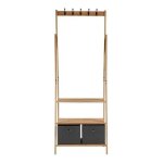 Porte - manteaux gris marron bois tissu (40, 5 x 175 x 67 cm)
