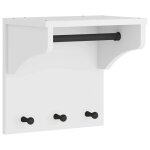 Porte - manteau mural pratique avec 3 crochets espace de rangement 43 x 30 x 42 cm en bois massif blanc ...