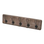 Porte - manteau mural bois de pin fonc�, 5 crochets