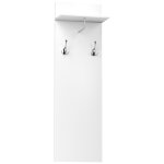 Porte - manteau mural - meuble d'entr�e - �tag�re, 2 pat�res doubles, barre penderie - alu blanc