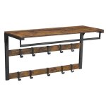 Porte - manteaux mural vestiaire flottant avec 10 crochets en 2 rangs �tag�re de rangement suspendue ...