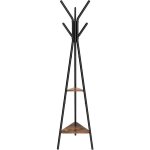 Porte - manteau sur pieds avec 2 �tag�res, marron rustique + noir